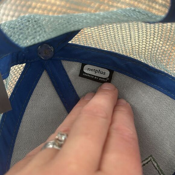 Eddie Bauer Hat Cap Trucker Mesh Snapback Blue Camping Outdoor Hiking Mountains - Picture 11 of 12